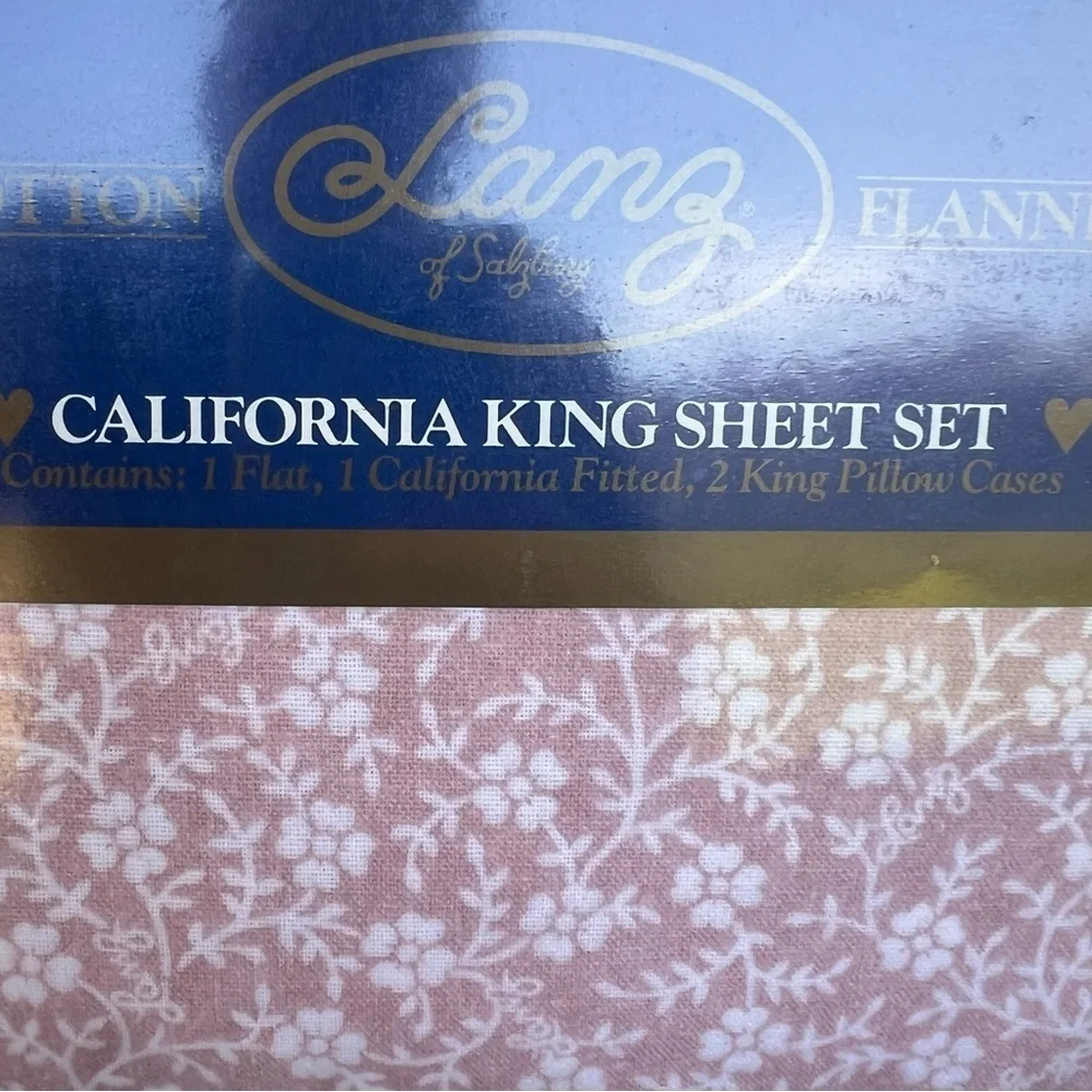 Y2K Lanz of Salzburg California King Flannel Sheet Set Pink Floral NEW Portugal